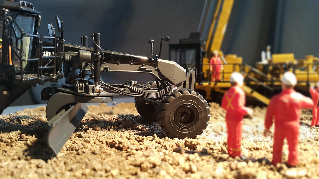 grader, caterpillar, earthmoving, construction, site, mine, excavators, bulldozer, mining, machine, worker, iron, quarry, industry, metal, steel, labor, engineering, diaroma, diecast, wsi